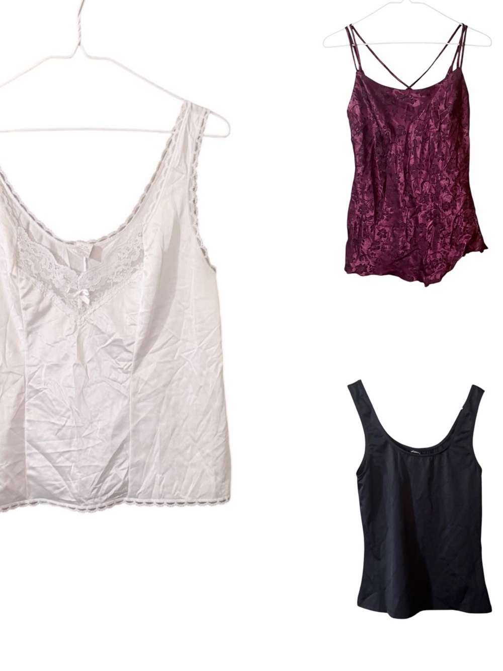 Only Hearts Womens Set of Three Camisoles - White, Burgundy, Black‎